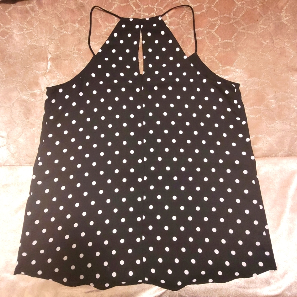 Express Black & White Polka Dot Spaghetti Strap Camisole - Picture 4 of 5